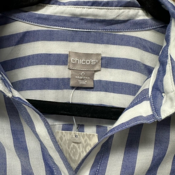 NWT Chico’s UPF 50+ Blue Stripe Tunic Shirt – Size 0 (US 4/6) - Picture 6 of 10